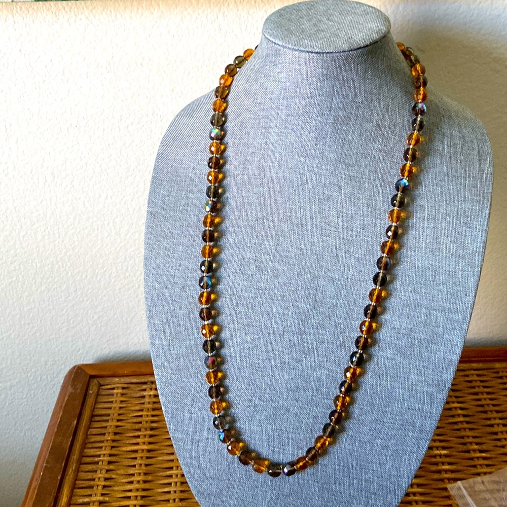 VINTAGE JOAN RIVERS LONG FACETED GLASS BEADED NECKLACE